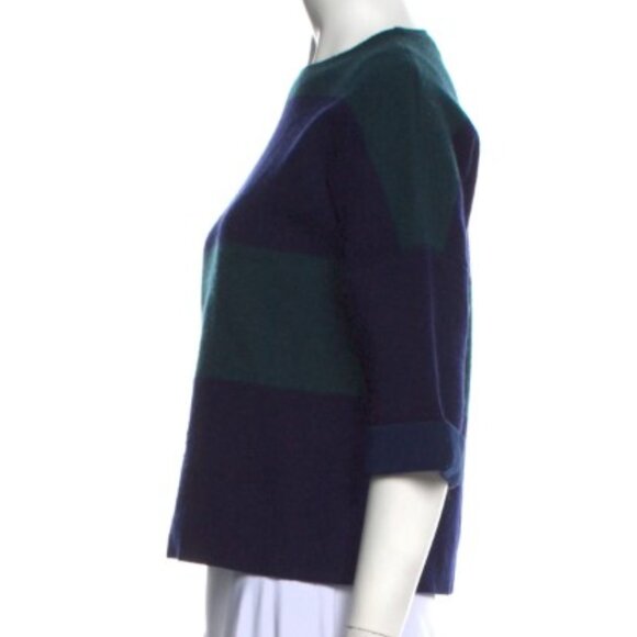 Derek Lam Cashmere Blend Striped Crop Sleeve Sweater- Sz. Sm - Picture 2 of 5